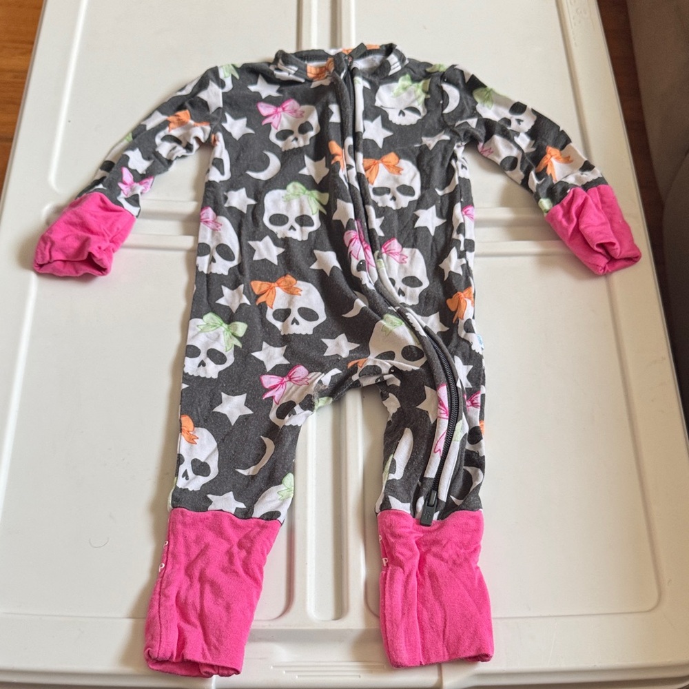 Posh peanut newborn Halloween skeleton onesie